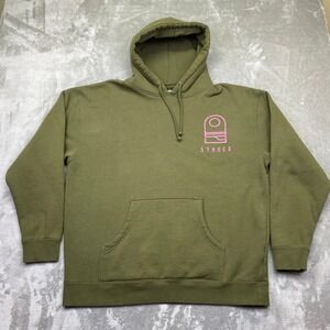Stance The Pullover Hoodie Olive Green Pink Logo Graphic Heavyweight Unisex XL